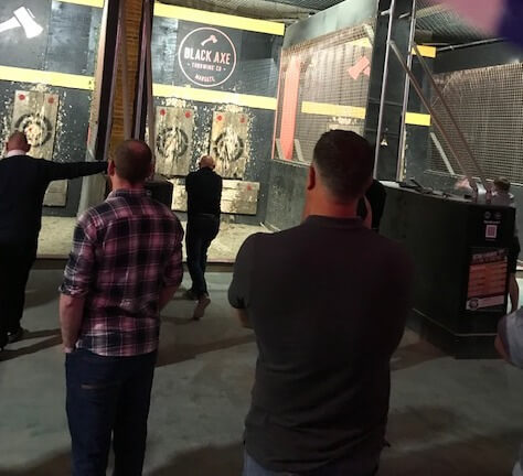 All safe for throwing All safe for throwing, members wait their turn from a safe distance